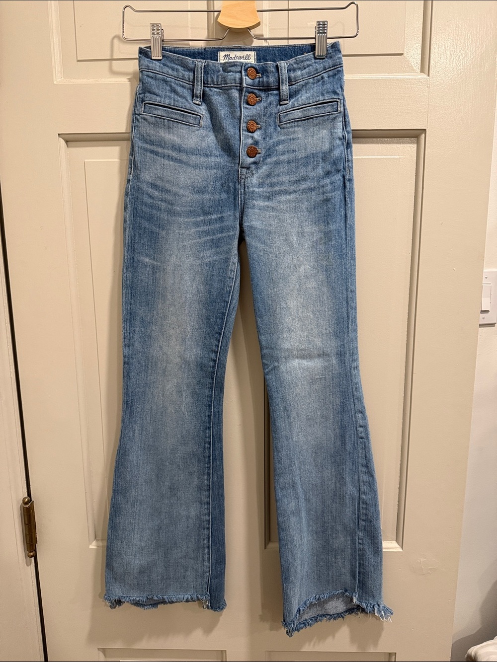 Madewell Flea Market Flare High-Rise Light Blue Flare Jeans w/ Button Fly Sz 24